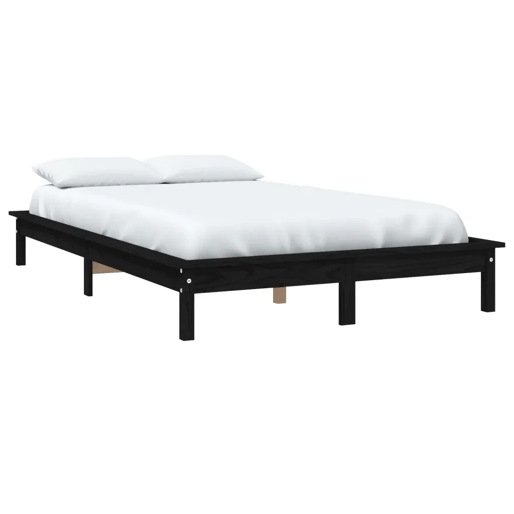 Letto matrimoniale | Letto per adulti | Giroletto Nero 160x200 cm in Legno Massello di Pino - Image 3