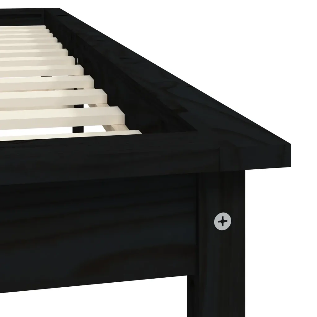 Letto matrimoniale | Letto per adulti | Giroletto Nero 160x200 cm in Legno Massello di Pino - Image 7
