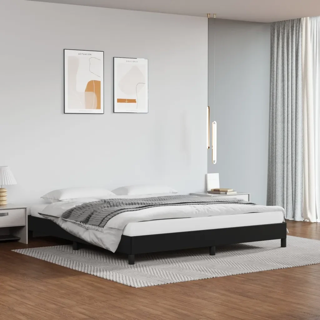 Letto matrimoniale | Letto per adulti | Giroletto Nero 180x200 cm in Similpelle - Image 2