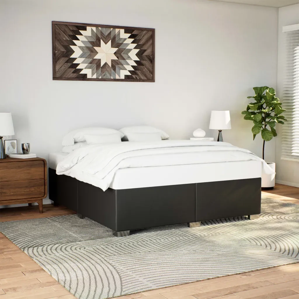 Letto matrimoniale | Letto per adulti | Giroletto Nero 180x200 cm in Similpelle - Image 2