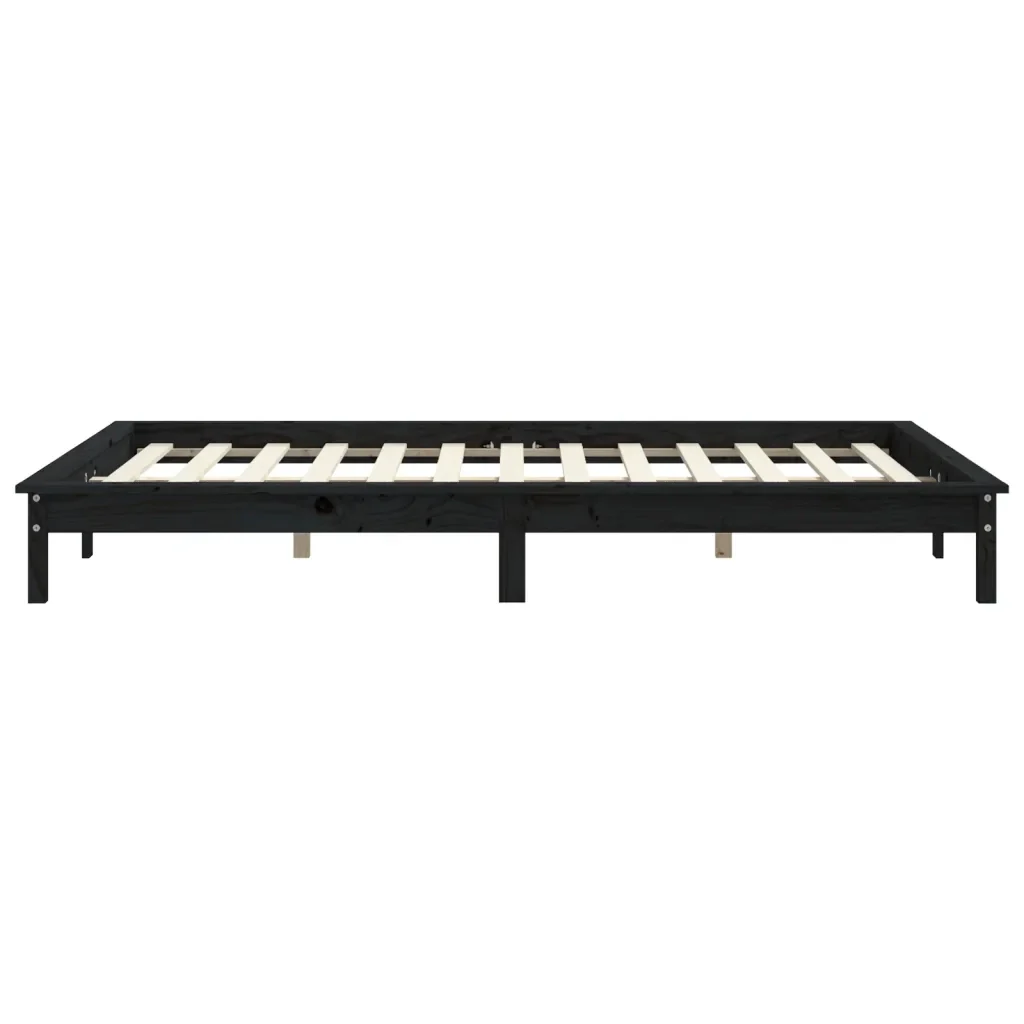 Letto matrimoniale | Letto per adulti | Giroletto Nero 180x200 cm Super King in Legno Massello di Pino - Image 6