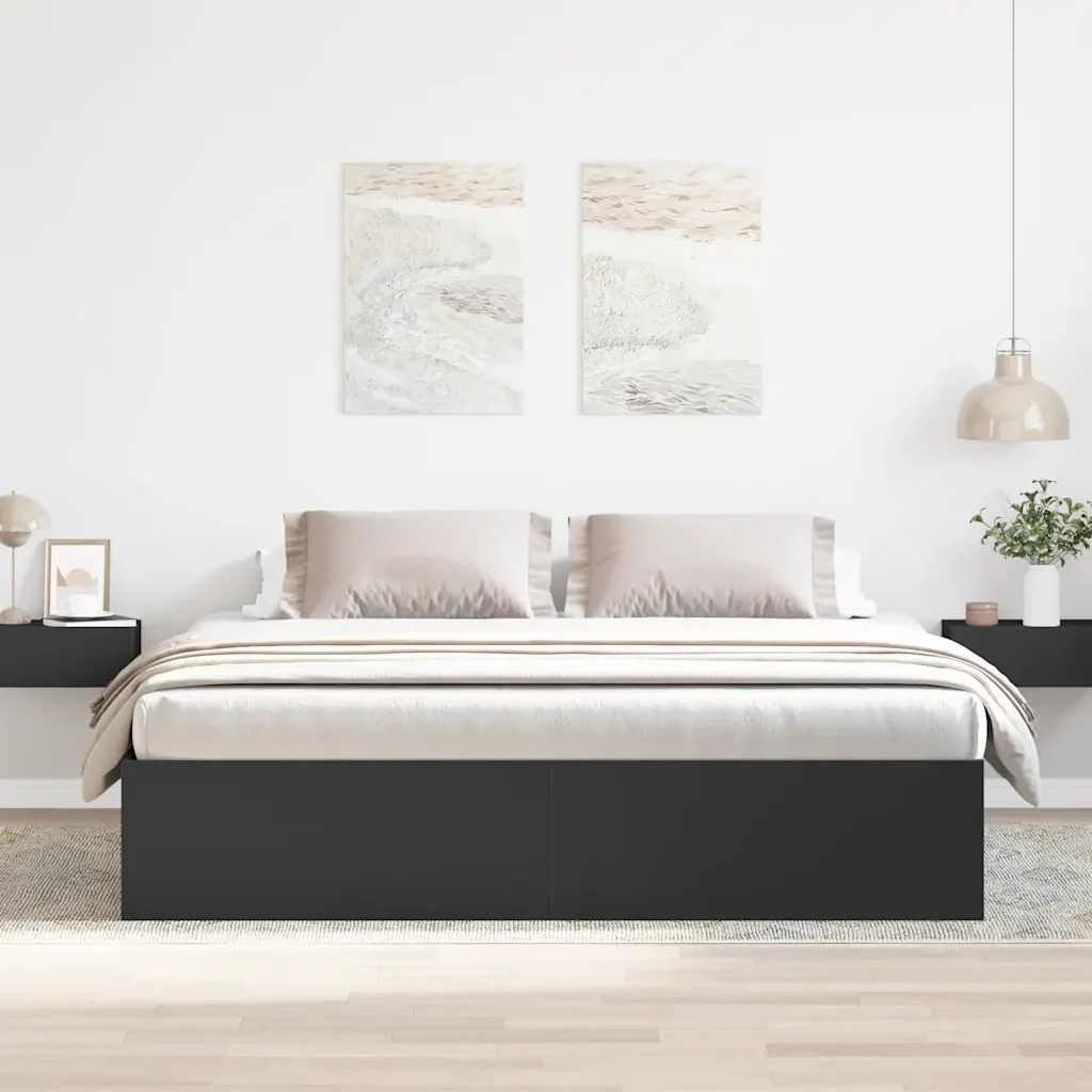 Letto matrimoniale | Letto per adulti | Giroletto Nero 200x200 cm - Image 3