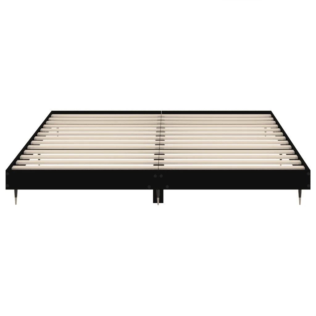 Letto matrimoniale | Letto per adulti | Giroletto Nero 200x200 cm in Legno Multistrato - Image 6