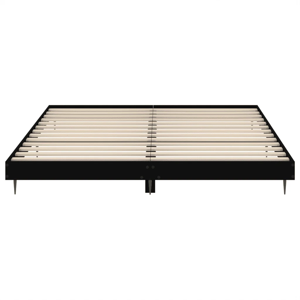Letto matrimoniale | Letto per adulti | Giroletto Nero 200x200 cm in Legno Multistrato - Image 6