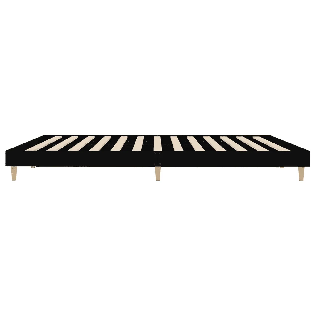 Letto matrimoniale | Letto per adulti | Giroletto Nero 200x200 cm in Legno Multistrato - Image 7