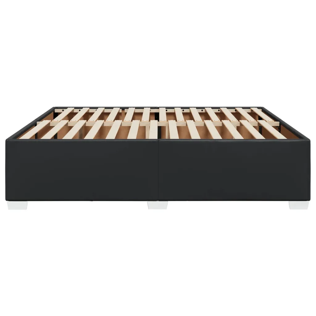 Letto matrimoniale | Letto per adulti | Giroletto Nero 200x200 cm in Similpelle - Image 5