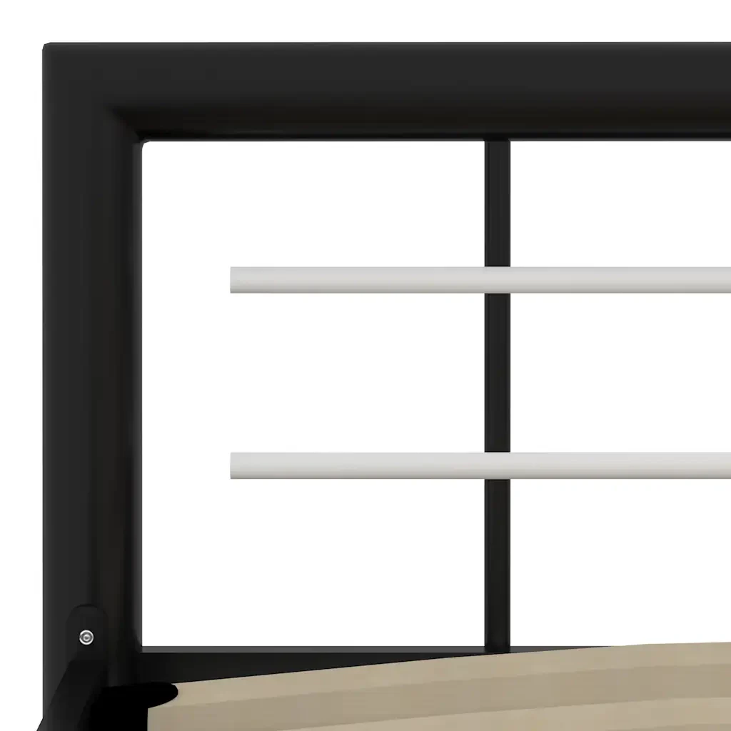 Letto matrimoniale | Letto per adulti | Giroletto Nero e Bianco in Metallo 140x200 cm - Image 5