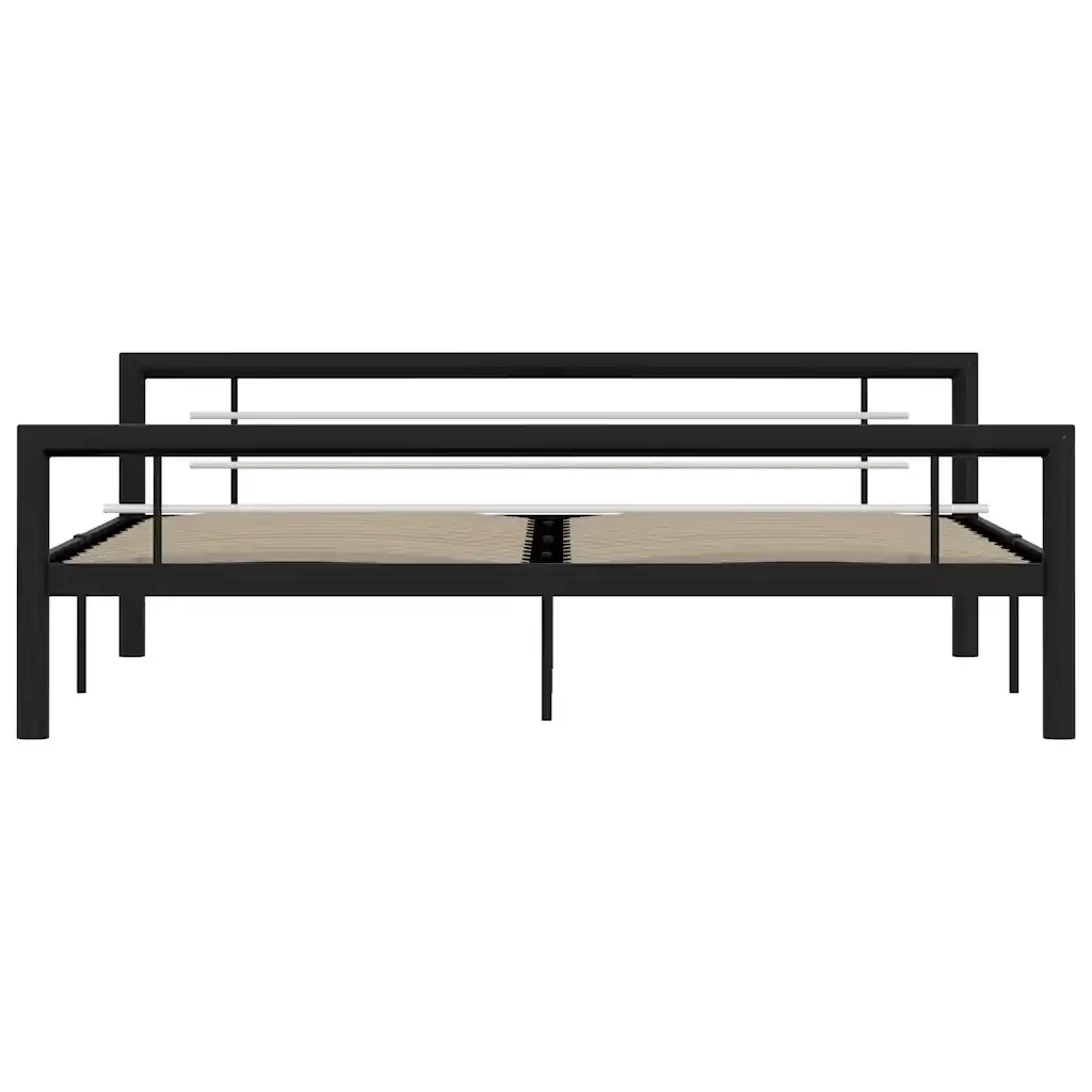 Letto matrimoniale | Letto per adulti | Giroletto Nero e Bianco in Metallo 180x200 cm - Image 3