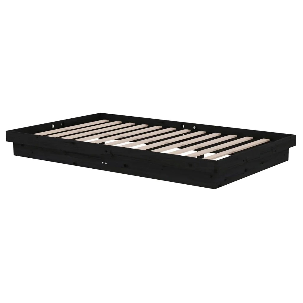 Letto matrimoniale | Letto per adulti | Giroletto Nero in Legno Massello 120x200 cm - Image 4