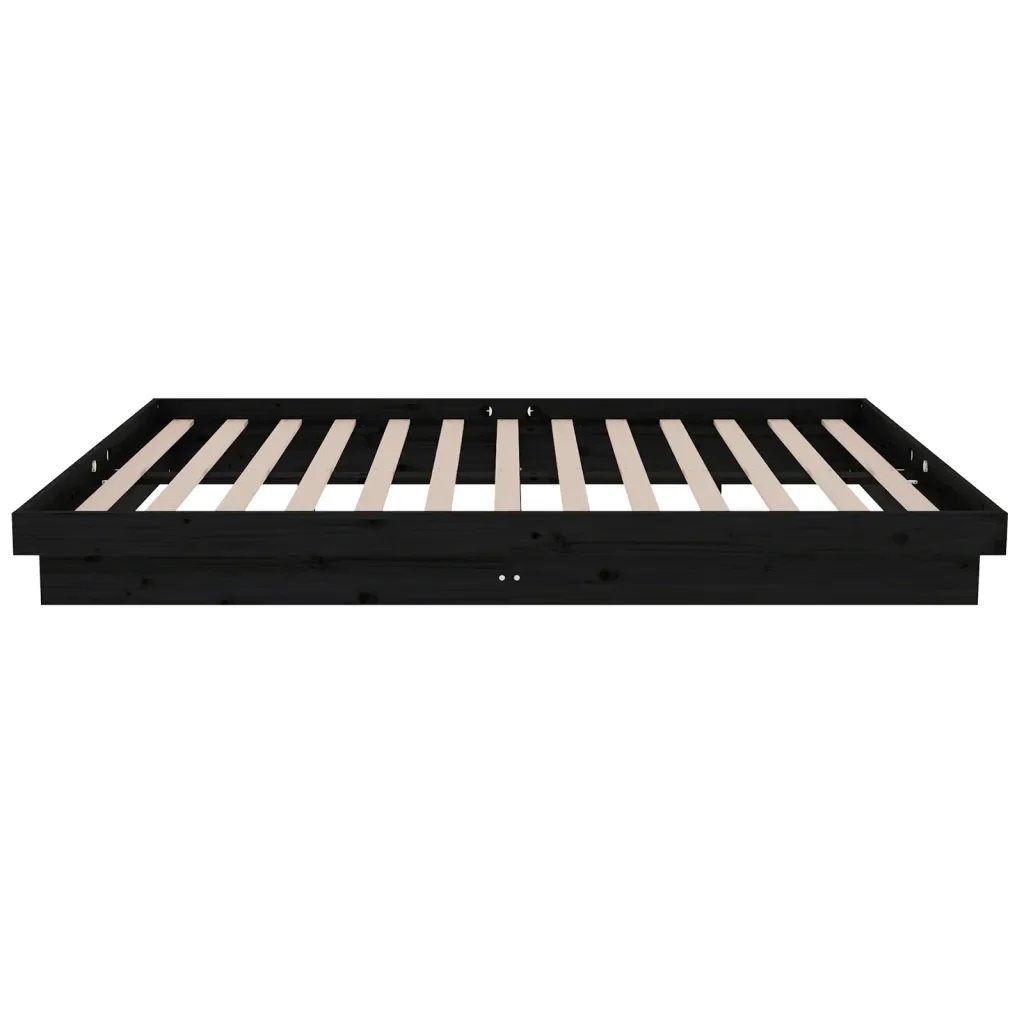 Letto matrimoniale | Letto per adulti | Giroletto Nero in Legno Massello 120x200 cm - Image 6