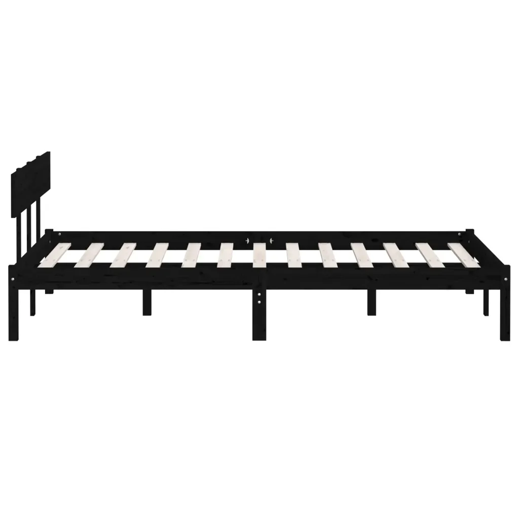 Letto matrimoniale | Letto per adulti | Giroletto Nero in Legno Massello 135x190 cm Double - Image 5