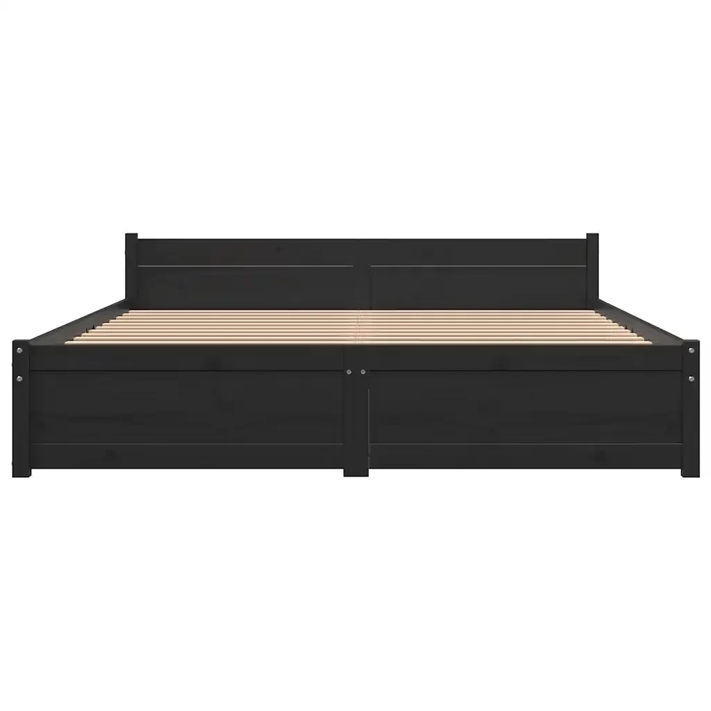Letto matrimoniale | Letto per adulti | Giroletto Nero in Legno Massello 135x190 cm Double - Image 4