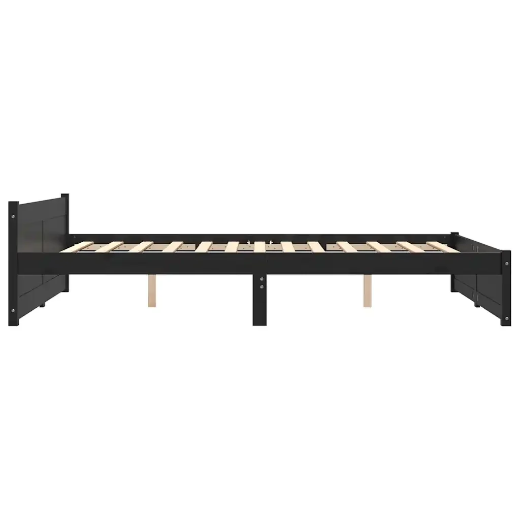 Letto matrimoniale | Letto per adulti | Giroletto Nero in Legno Massello 135x190 cm Double - Image 5