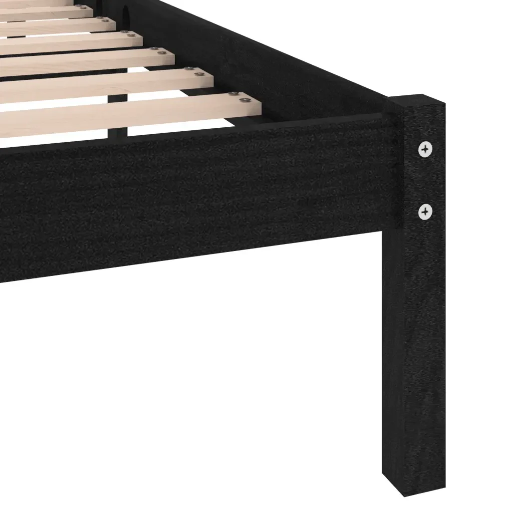 Letto matrimoniale | Letto per adulti | Giroletto Nero in Legno Massello 135x190 cm Double - Image 6