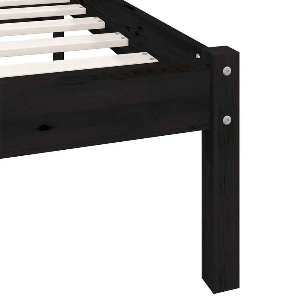 Letto matrimoniale | Letto per adulti | Giroletto Nero in Legno Massello 135x190 cm Double - Image 8