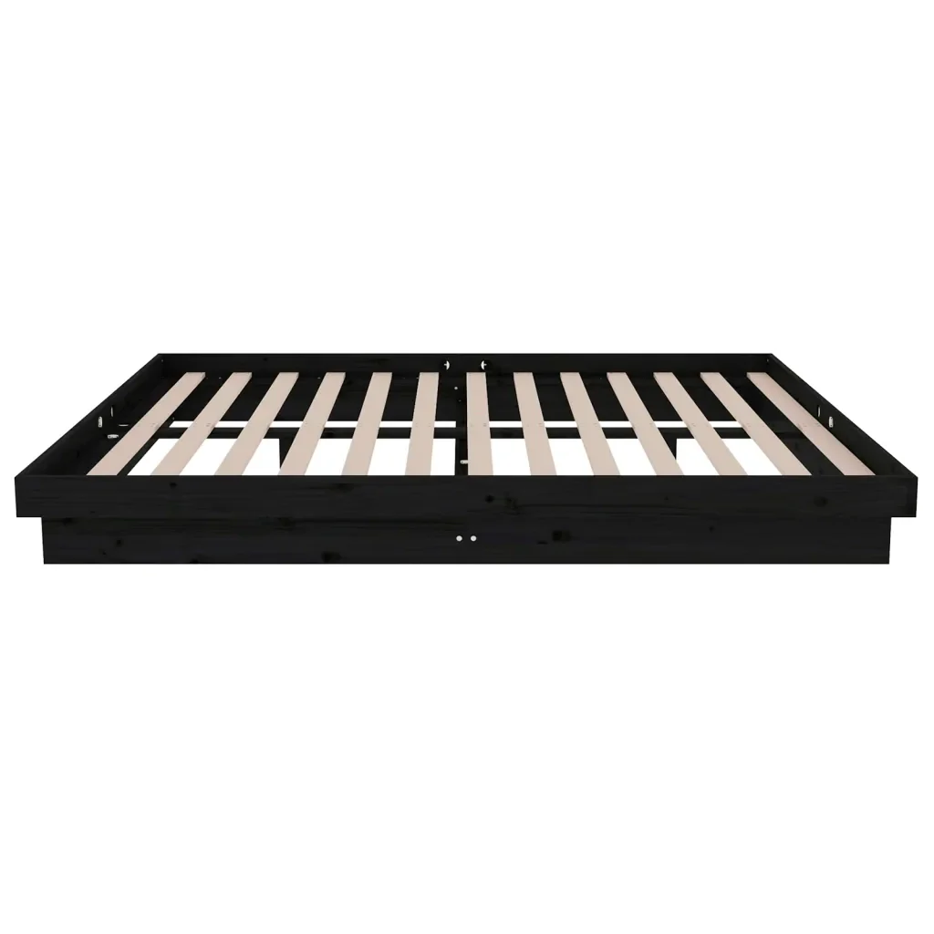 Letto matrimoniale | Letto per adulti | Giroletto Nero in Legno Massello 140x190 cm - Image 7