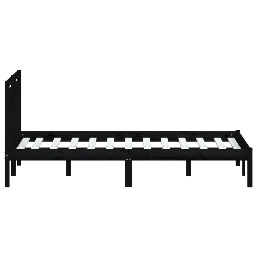Letto matrimoniale | Letto per adulti | Giroletto Nero in Legno Massello di Pino 140x190 cm - Image 5