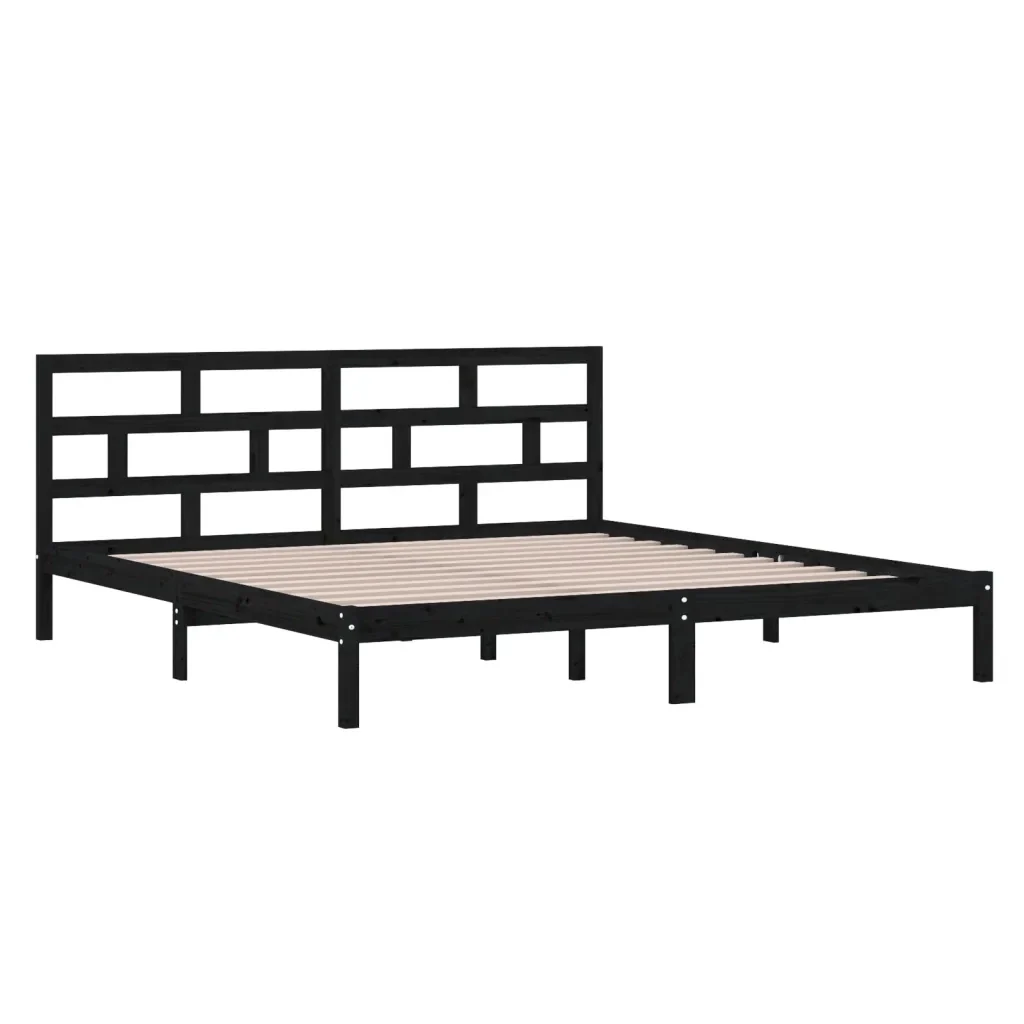 Letto matrimoniale | Letto per adulti | Giroletto Nero in Legno Massello di Pino 140x190 cm - Image 3