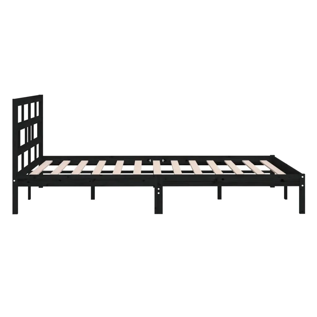 Letto matrimoniale | Letto per adulti | Giroletto Nero in Legno Massello di Pino 140x190 cm - Image 5