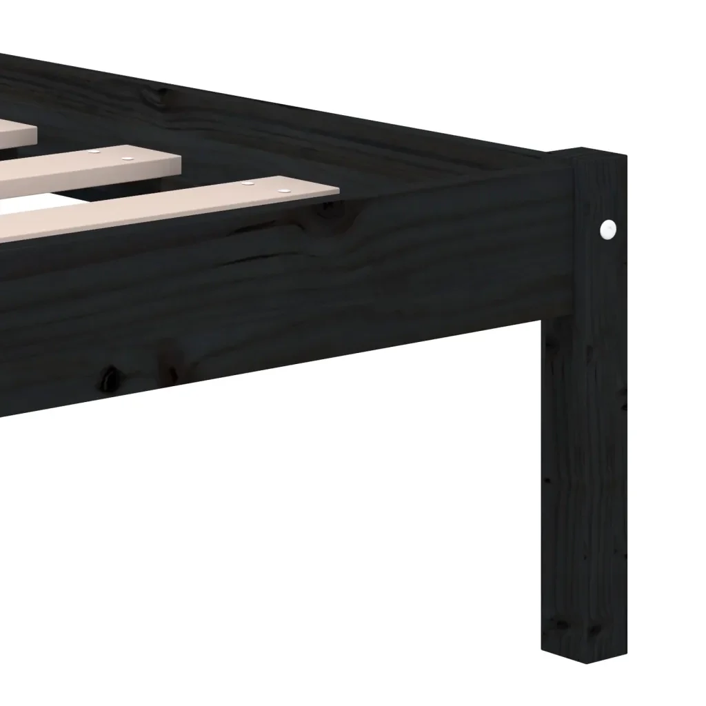 Letto matrimoniale | Letto per adulti | Giroletto Nero in Legno Massello di Pino 140x190 cm - Image 6