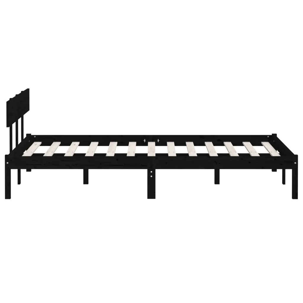 Letto matrimoniale | Letto per adulti | Giroletto Nero in Legno Massello di Pino 140x200 cm - Image 5