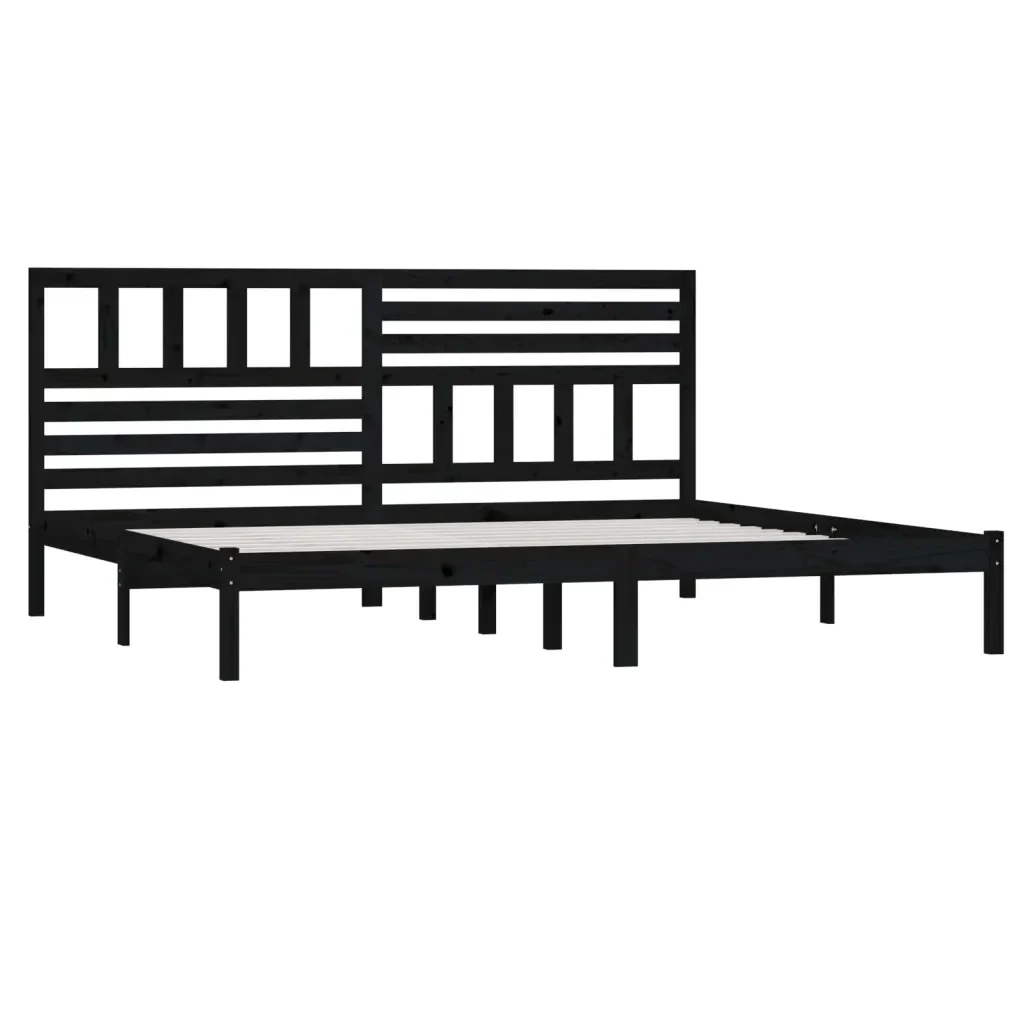 Letto matrimoniale | Letto per adulti | Giroletto Nero in Legno Massello di Pino 200x200 cm - Image 4
