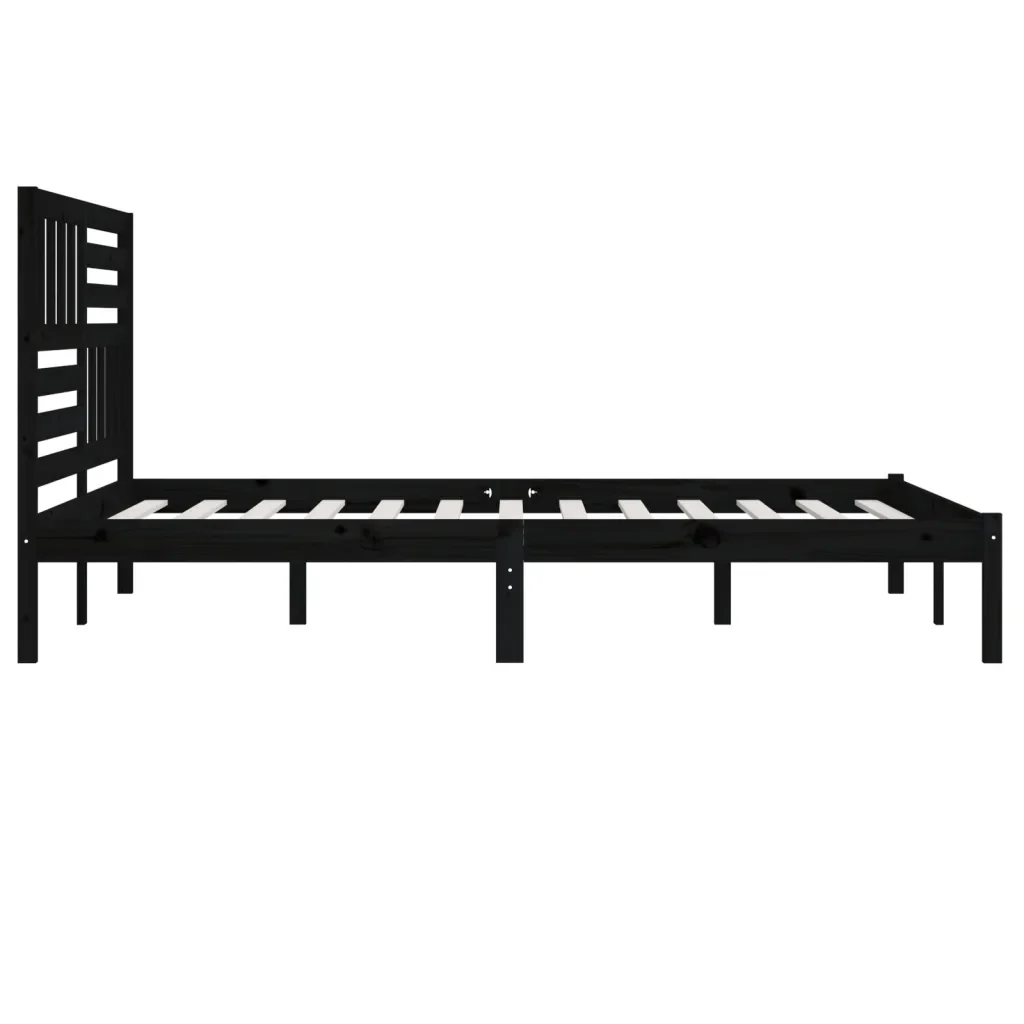 Letto matrimoniale | Letto per adulti | Giroletto Nero in Legno Massello di Pino 200x200 cm - Image 5