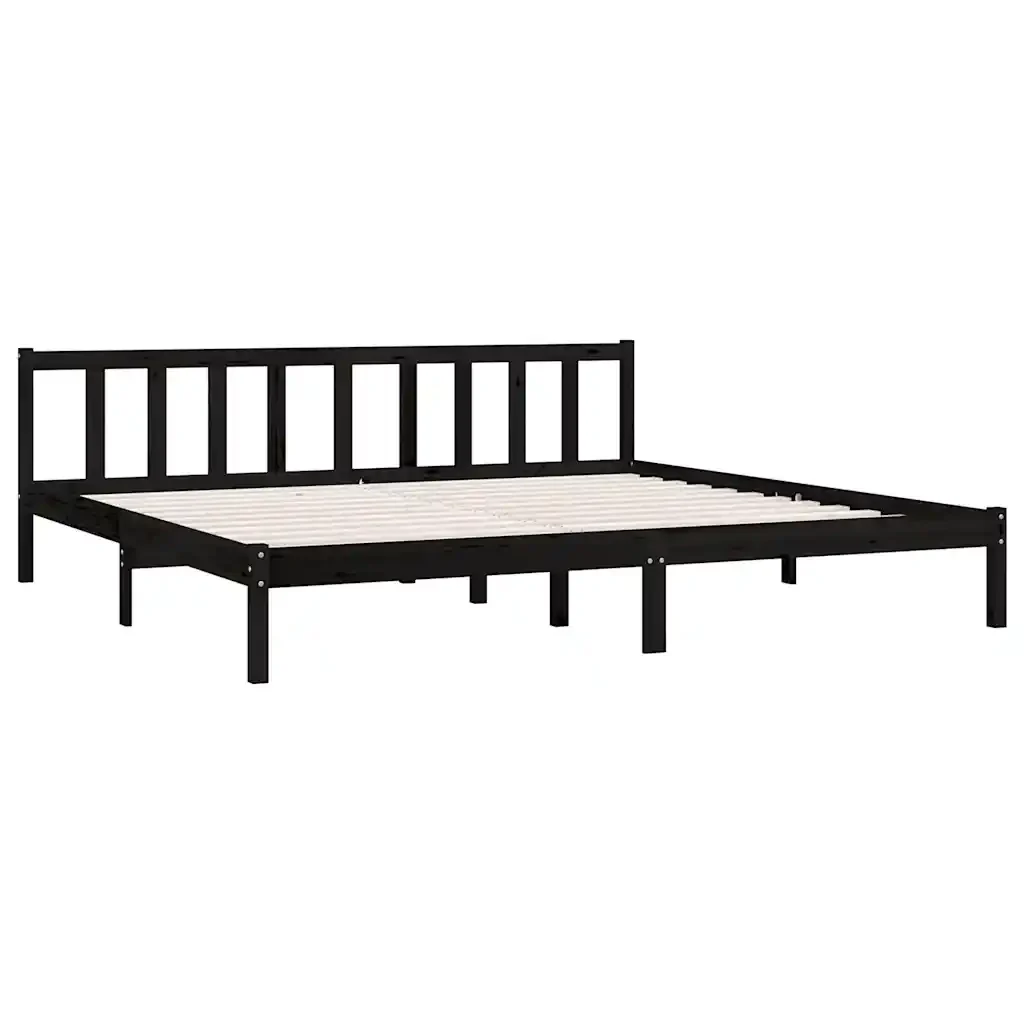 Letto matrimoniale | Letto per adulti | Giroletto Nero in Legno Massello di Pino 200x200 cm - Image 3