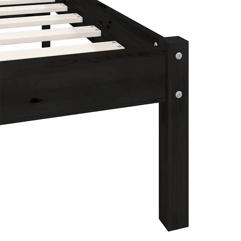 Letto matrimoniale | Letto per adulti | Giroletto Nero in Legno Massello di Pino 200x200 cm - Image 8