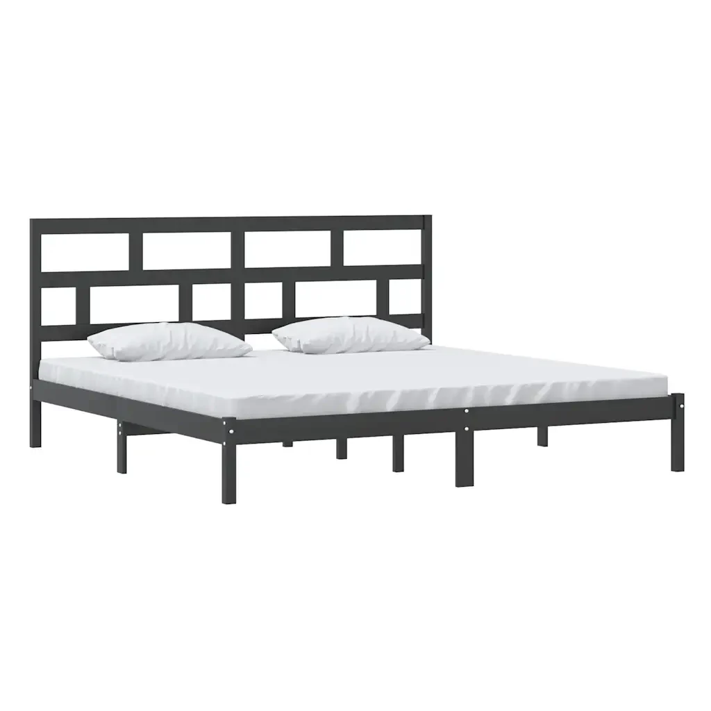 Letto matrimoniale | Letto per adulti | Giroletto Nero in Legno Massello di Pino 200x200 cm - Image 4