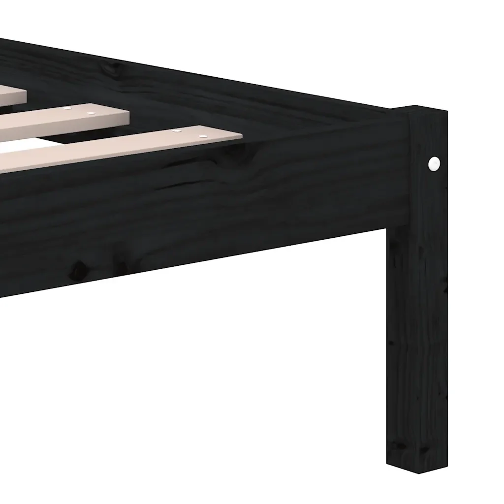 Letto matrimoniale | Letto per adulti | Giroletto Nero in Legno Massello di Pino 200x200 cm - Image 7