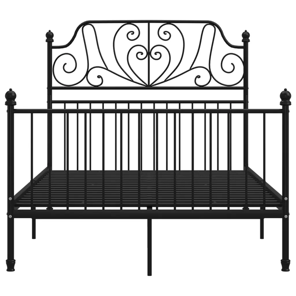 Letto matrimoniale | Letto per adulti | Giroletto Nero in Metallo 120x200 cm - Image 3