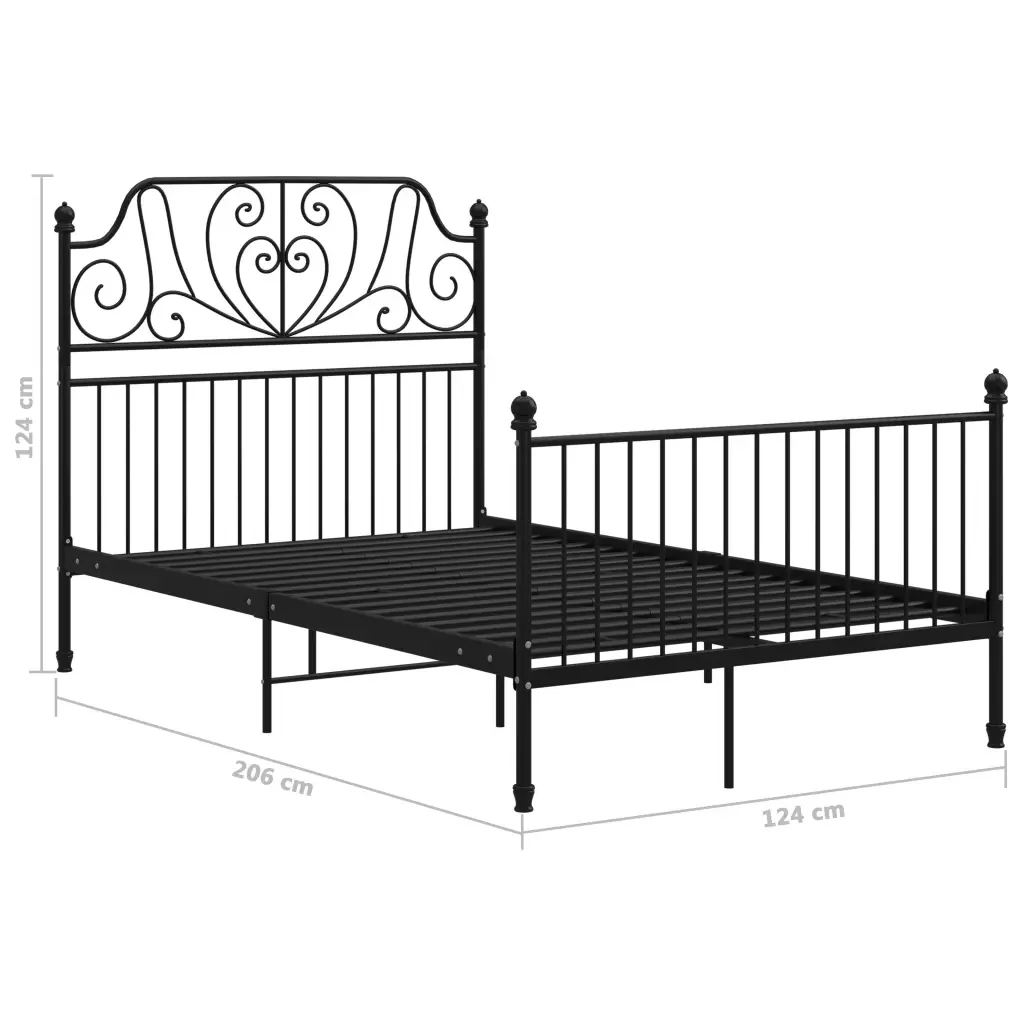 Letto matrimoniale | Letto per adulti | Giroletto Nero in Metallo 120x200 cm - Image 6