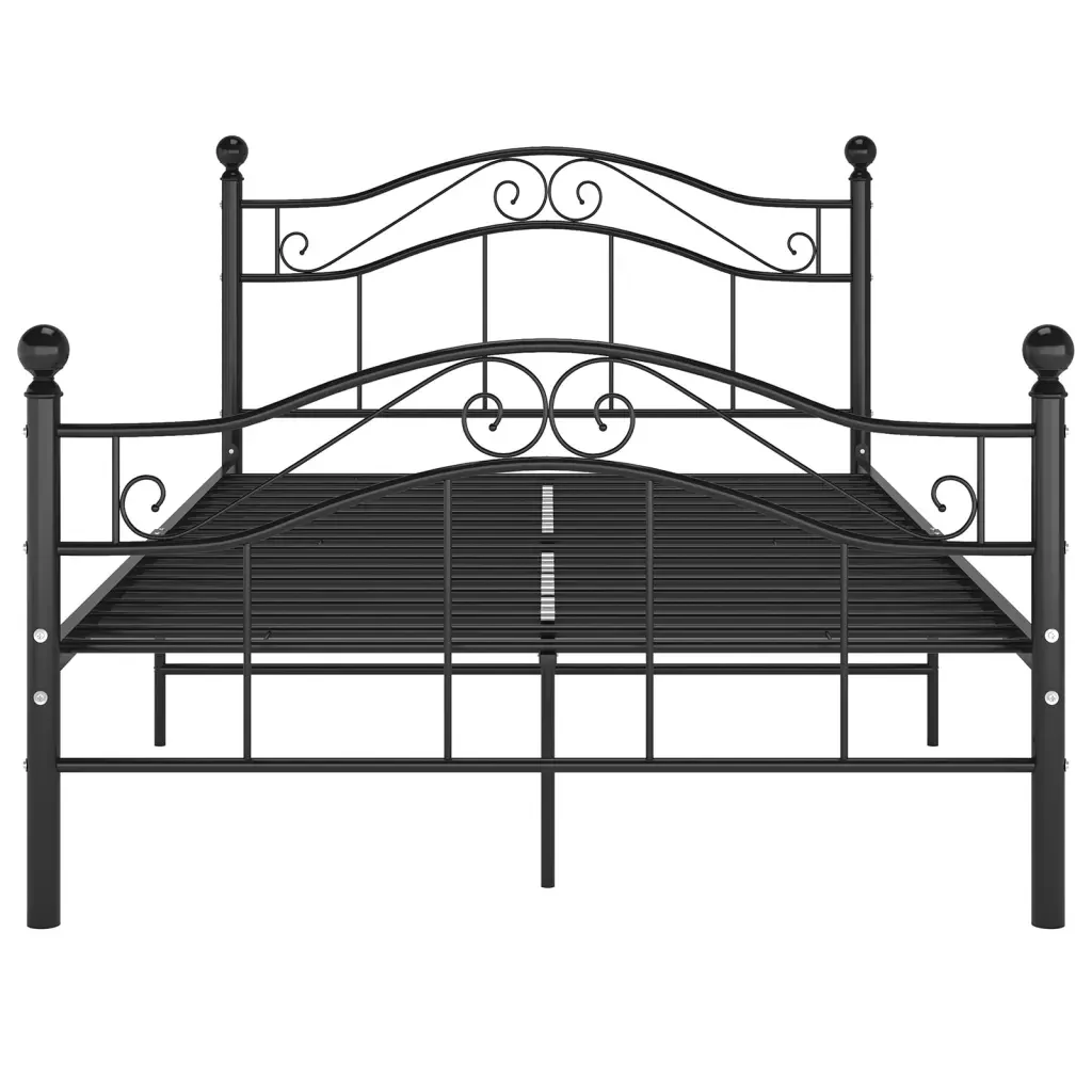 Letto matrimoniale | Letto per adulti | Giroletto Nero in Metallo 120x200 cm - Image 4