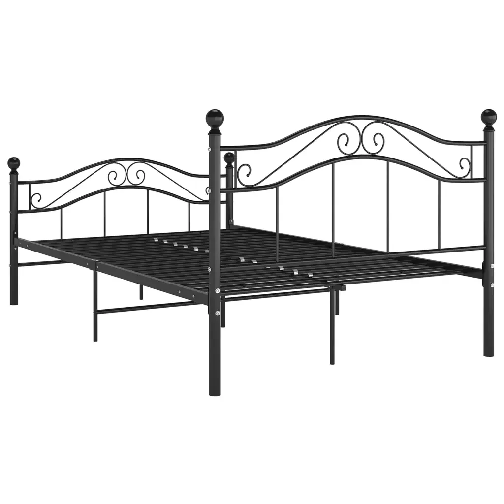 Letto matrimoniale | Letto per adulti | Giroletto Nero in Metallo 120x200 cm - Image 5