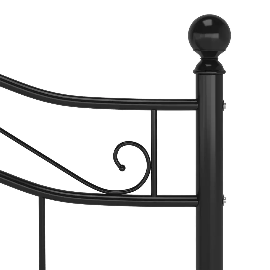 Letto matrimoniale | Letto per adulti | Giroletto Nero in Metallo 120x200 cm - Image 6