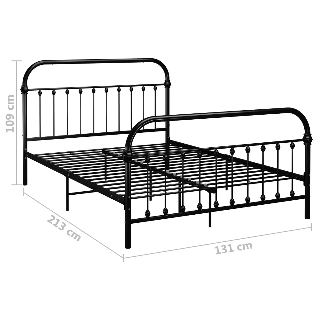 Letto matrimoniale | Letto per adulti | Giroletto Nero in Metallo 120x200 cm - Image 6