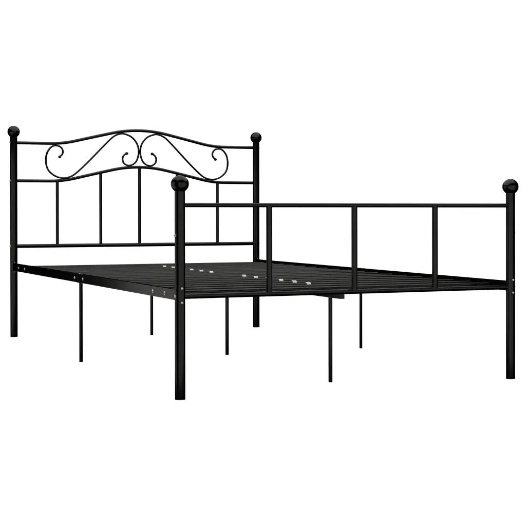 Letto matrimoniale | Letto per adulti | Giroletto Nero in Metallo 120x200 cm - Image 2