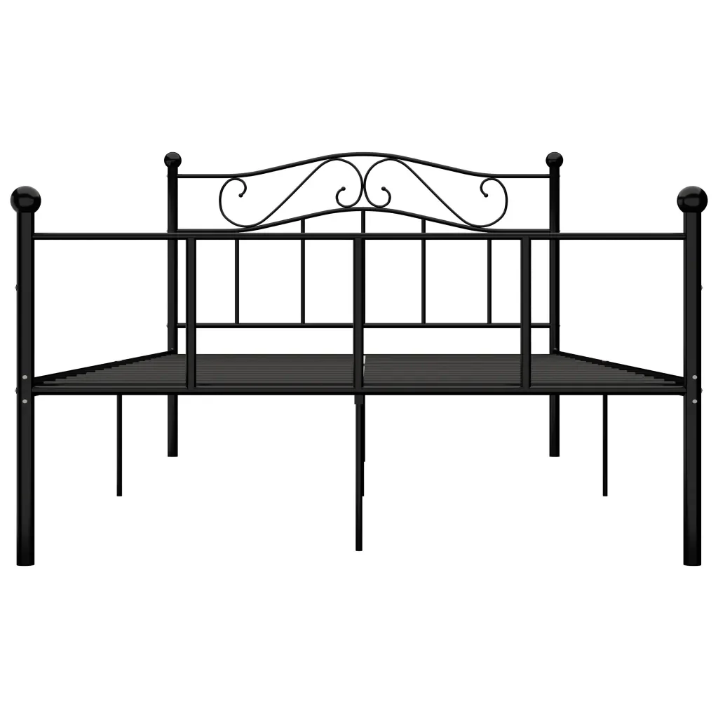 Letto matrimoniale | Letto per adulti | Giroletto Nero in Metallo 120x200 cm - Image 4