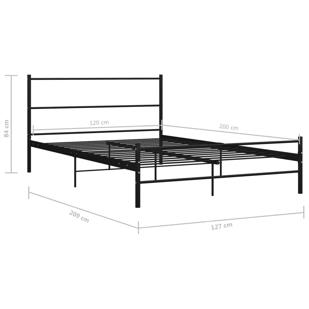 Letto matrimoniale | Letto per adulti | Giroletto Nero in Metallo 120x200 cm - Image 7