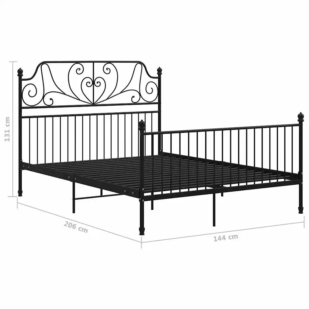 Letto matrimoniale | Letto per adulti | Giroletto Nero in Metallo 140x200 cm - Image 2