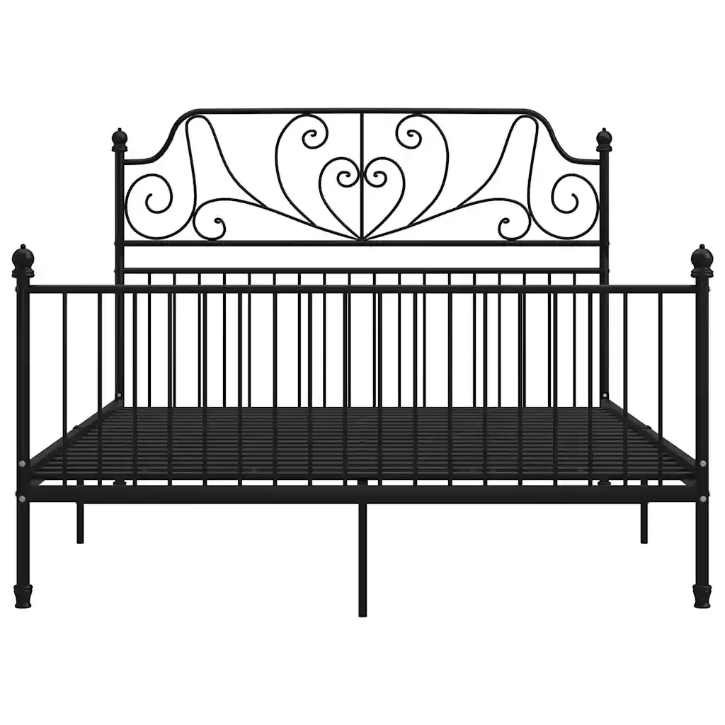 Letto matrimoniale | Letto per adulti | Giroletto Nero in Metallo 140x200 cm - Image 4
