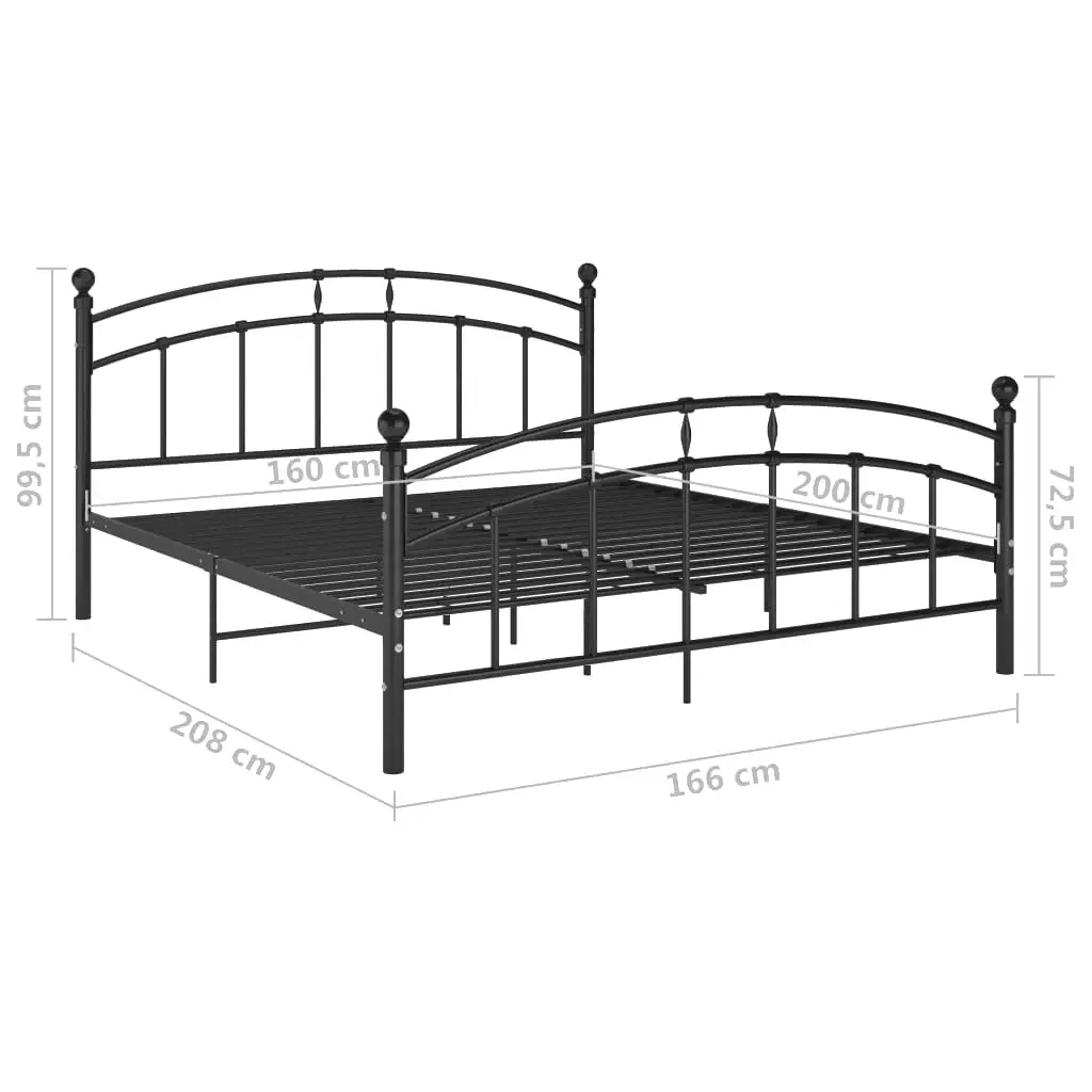 Letto matrimoniale | Letto per adulti | Giroletto Nero in Metallo 160x200 cm - Image 7