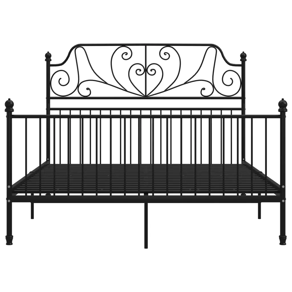 Letto matrimoniale | Letto per adulti | Giroletto Nero in Metallo 160x200 cm - Image 3