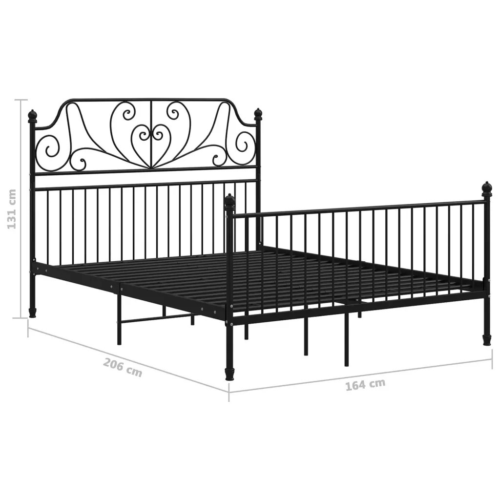 Letto matrimoniale | Letto per adulti | Giroletto Nero in Metallo 160x200 cm - Image 6
