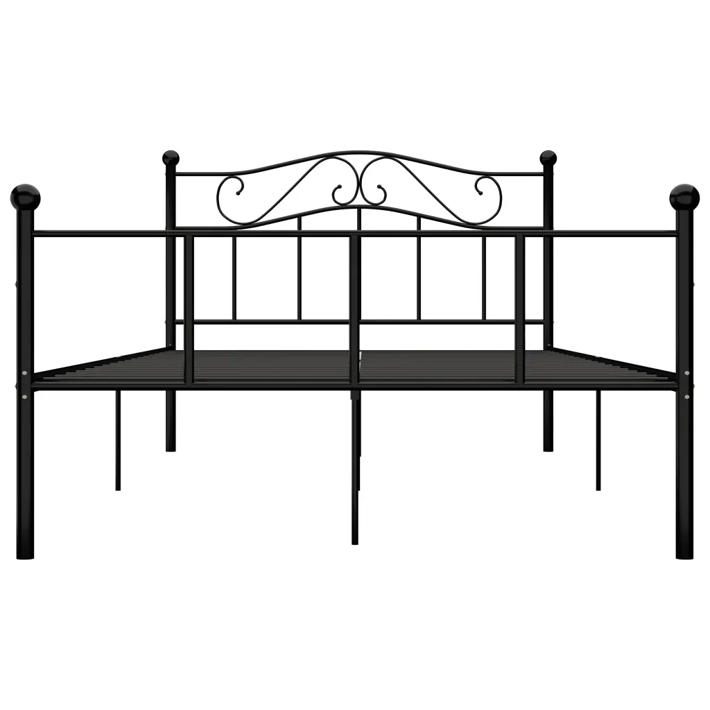 Letto matrimoniale | Letto per adulti | Giroletto Nero in Metallo 160x200 cm - Image 4