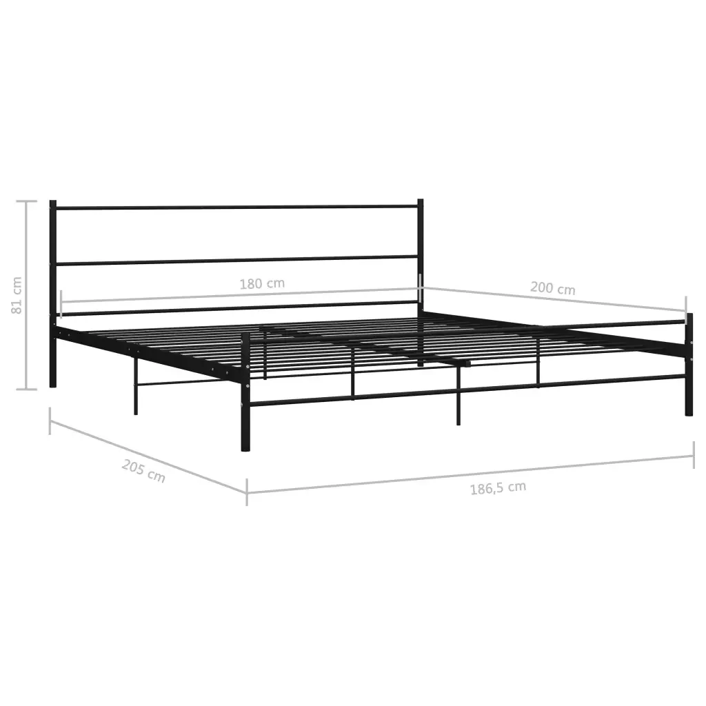Letto matrimoniale | Letto per adulti | Giroletto Nero in Metallo 180x200 cm - Image 7