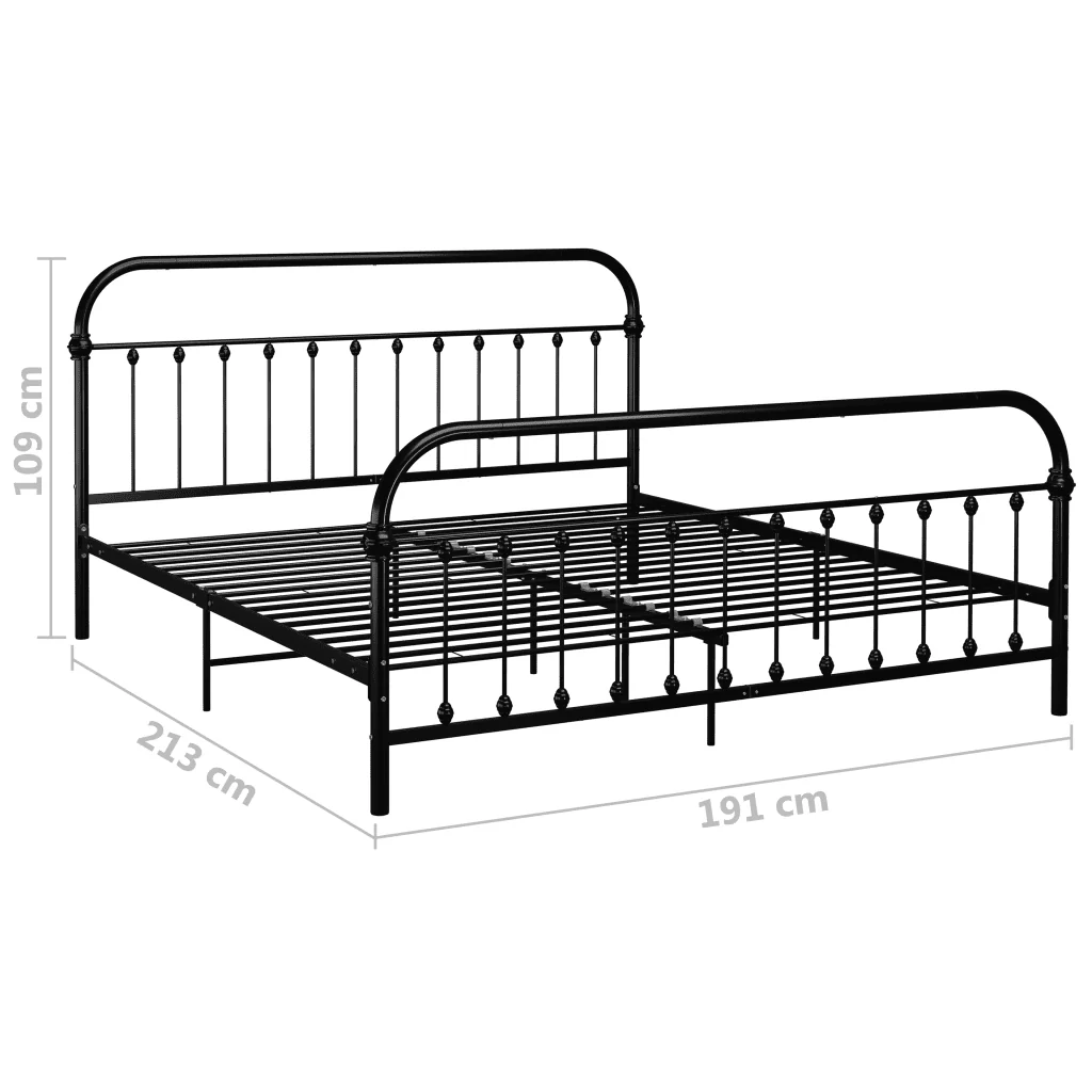 Letto matrimoniale | Letto per adulti | Giroletto Nero in Metallo 180x200 cm - Image 6