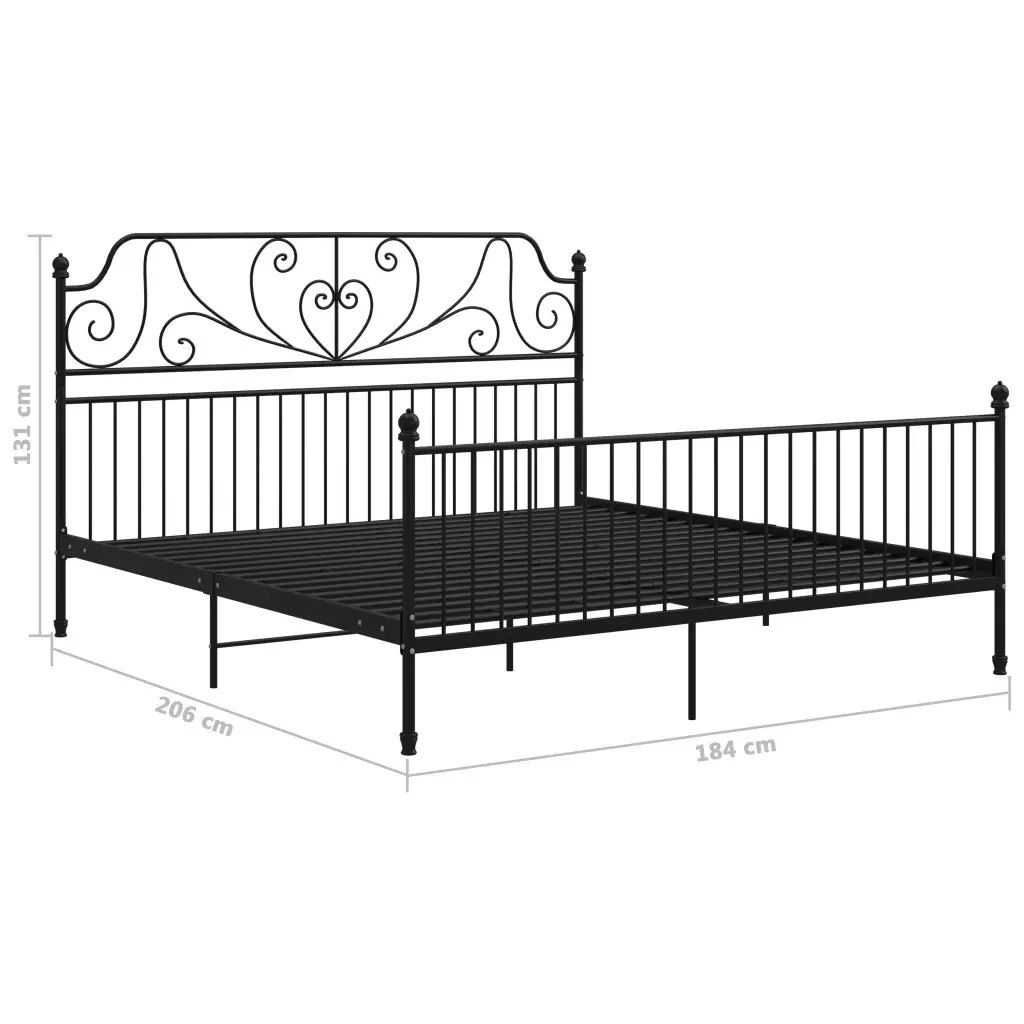 Letto matrimoniale | Letto per adulti | Giroletto Nero in Metallo 180x200 cm - Image 6