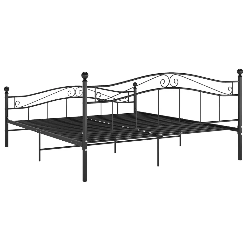 Letto matrimoniale | Letto per adulti | Giroletto Nero in Metallo 180x200 cm - Image 5